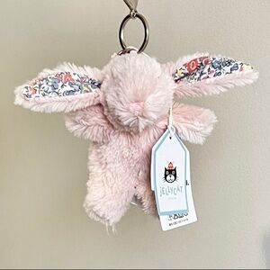 NWT Jellycat London Blossom Blush Bunny Keychain Bag Charm